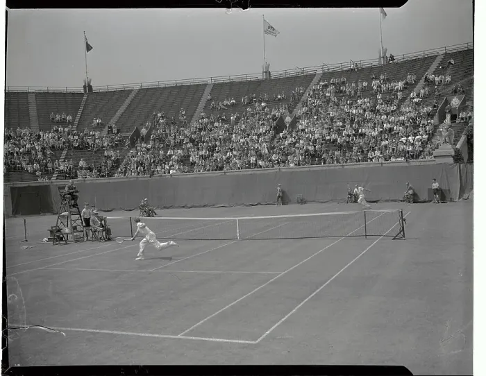 Framed Print : Don Budge Playing Against Bill Tilden Framed Print : Don Budge Playing Against Bill Tilden