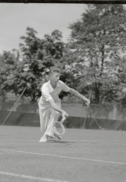 Framed Print : Don Budge Returning a Low Ball Framed Print : Don Budge Returning a Low Ball