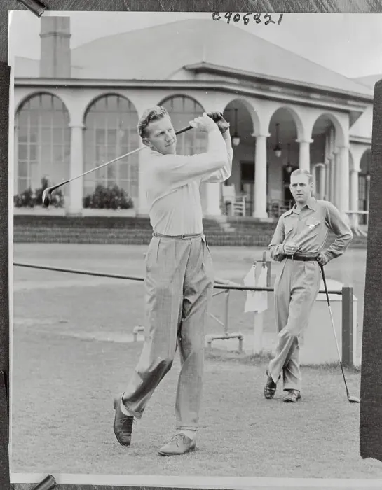 Framed Print : Don Budge Swinging Golf Club Framed Print : Don Budge Swinging Golf Club