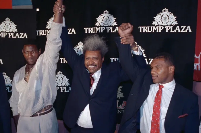 Framed Print : Don King Raising Arms of Boxers Framed Print : Don King Raising Arms of Boxers