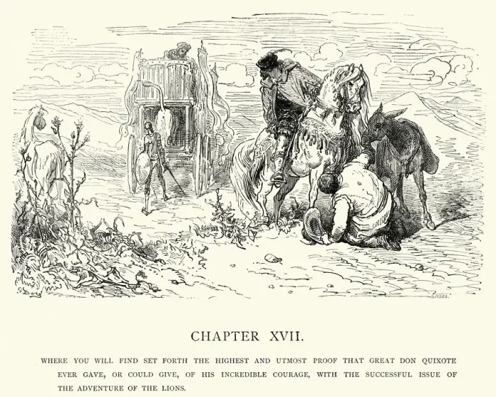 Framed Print : Don Quixote and the Adventure of the Lions