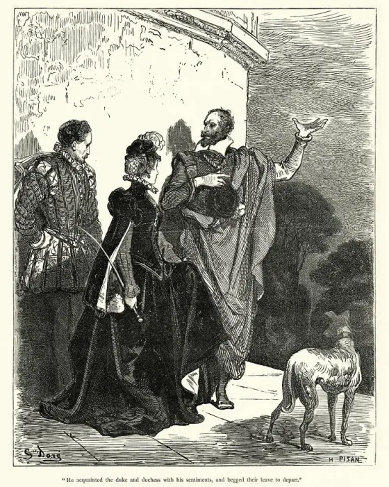 Framed Print : Don Quixote aquainted the duke and duchess with his sentiments Framed Print : Don Quixote aquainted the duke and duchess with his sentiments