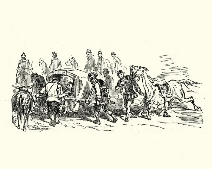 Framed Print : Don Quixote, carried in a litter Framed Print : Don Quixote, carried in a litter
