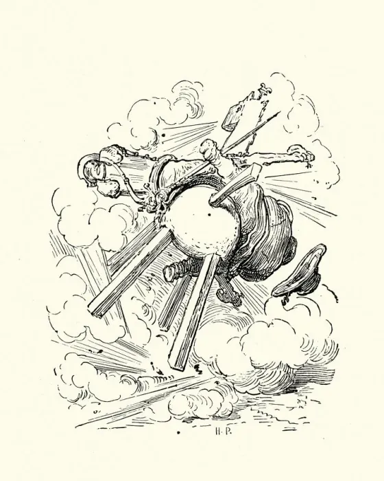 Framed Print : Don Quixote - Falling of the wooden horse