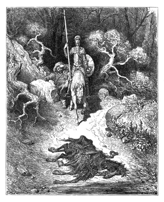 Framed Print : Don Quixote finds a horse corpse Framed Print : Don Quixote finds a horse corpse