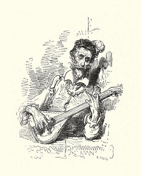 Don Quixote playing the Lute