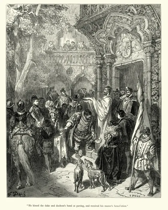 Framed Print : Don Quixote, Sancho Panza received his masters benediction Framed Print : Don Quixote, Sancho Panza received his masters benediction