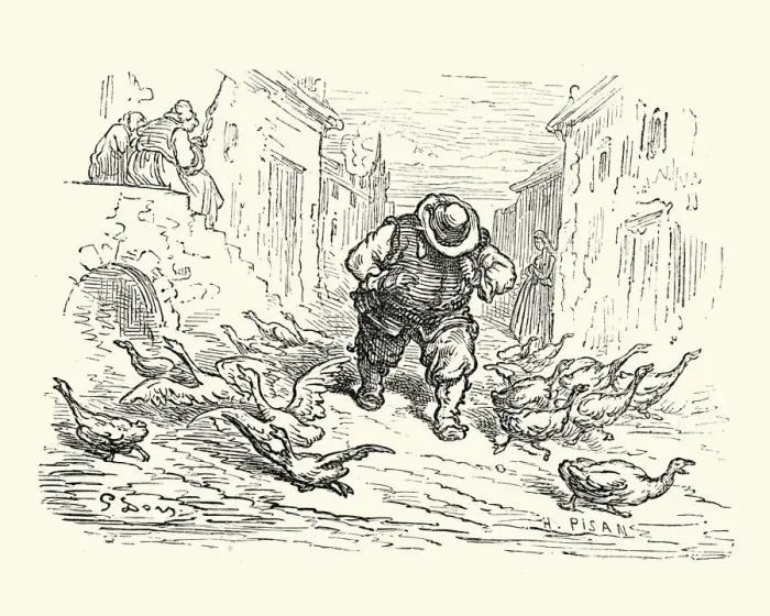 Framed Print : Don Quixote - Sancho Panze and the Geese