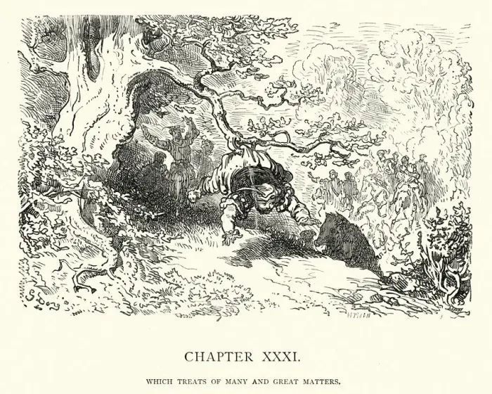 Framed Print : Don Quixote, Sancho stuck in a tree Framed Print : Don Quixote, Sancho stuck in a tree
