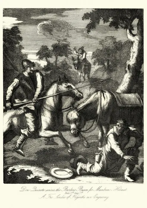 Framed Print : Don Quixote seizes the Barbers Bason by William Hogarth Framed Print : Don Quixote seizes the Barbers Bason by William Hogarth