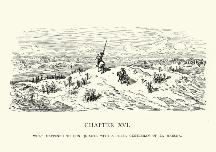 Framed Print : Don Quixote with a sober gentleman of La Mancha Framed Print : Don Quixote with a sober gentleman of La Mancha