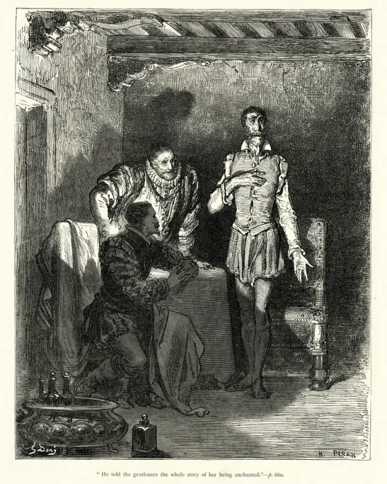 Framed Print : Don Quixote, He told the gentlemen the whole story Framed Print : Don Quixote, He told the gentlemen the whole story