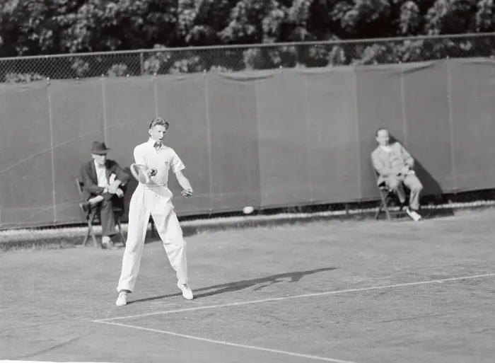 Framed Print : Donald Budge in Tennis Action Framed Print : Donald Budge in Tennis Action