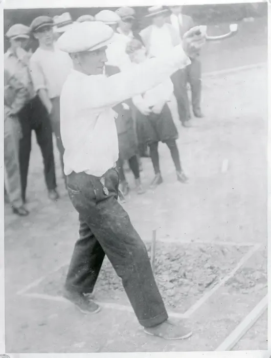 Framed Print : Donald Cooper in Horseshoe Throwing Position