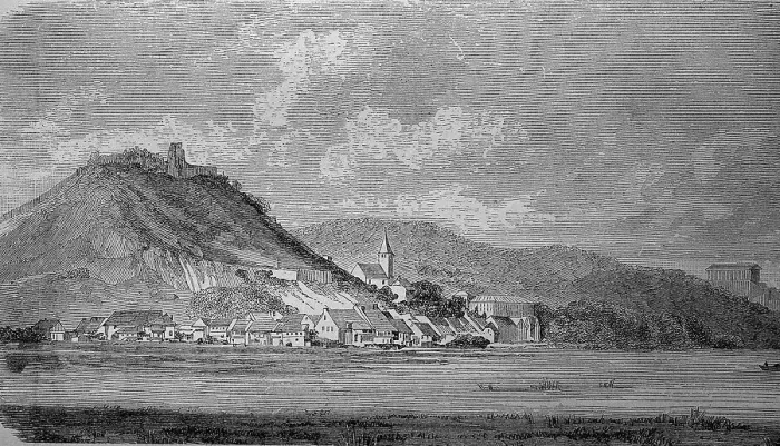 Framed Print : Donaustauf with the Walhalla in the background, district of Regensburg, Upper Palatinate, Germany, in the year 1880, Historical, digital reproduction of an original 19th-century original Framed Print : Donaustauf with the Walhalla in the background, district of Regensburg, Upper Palatinate, Germany, in the year 1880, Historical, digital reproduction of an original 19th-century original