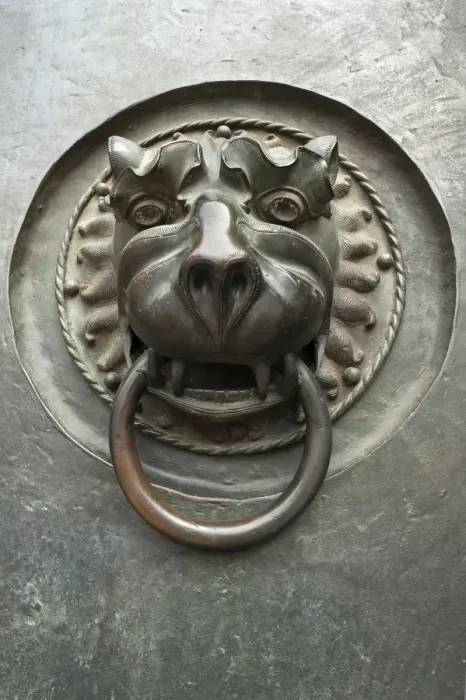 Framed Print : Door knocker with a lions head, 14th century, main entrance to St Lorenz Church, Nuremberg, Middle Franconia, Bavaria, Germany Framed Print : Door knocker with a lions head, 14th century, main entrance to St Lorenz Church, Nuremberg, Middle Franconia, Bavaria, Germany