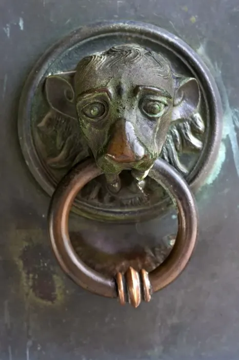 Framed Print : Door knocker from St. Peters Cathedral, 13th century, Osnabruck, Lower Saxony, Germany
