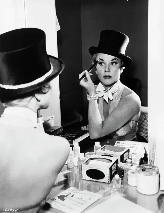 Framed Print : Doris Day Applying Makeup in Dressing Room Framed Print : Doris Day Applying Makeup in Dressing Room