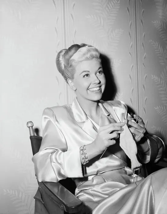 Framed Print : Doris Day Knitting Framed Print : Doris Day Knitting