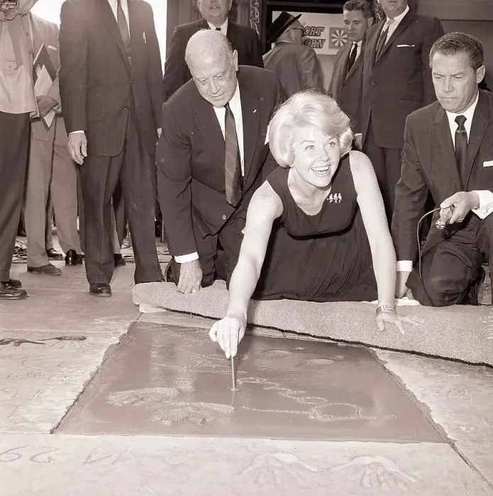 Framed Print : Doris Day Presses Hands into Concrete Framed Print : Doris Day Presses Hands into Concrete