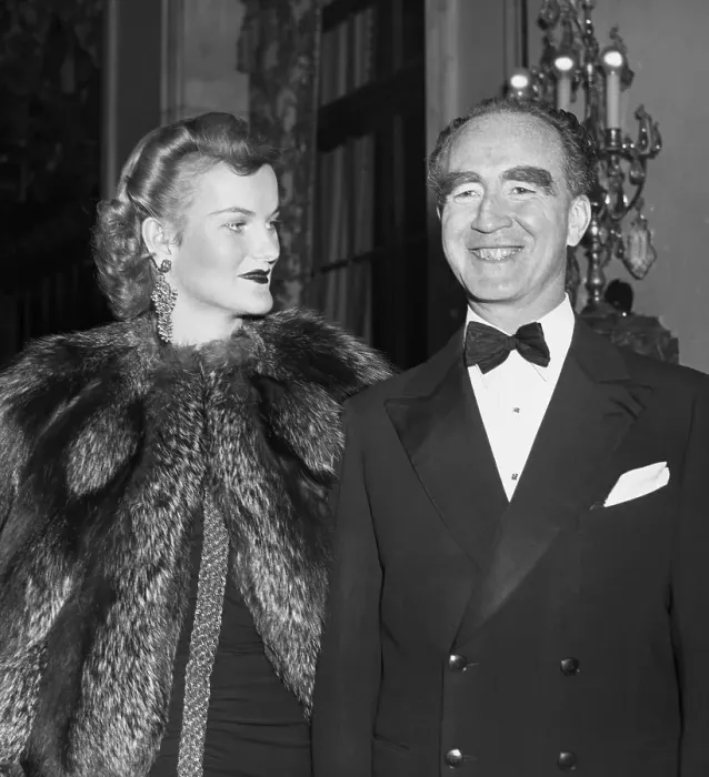 Framed Print : Doris Duke and Frank Murphy At Dinner; Standing, Smiling