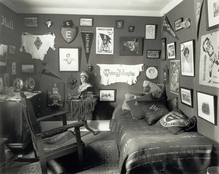 Framed Print : Dorm Room. (Original Caption). Den of a college boy of the early 1900's Framed Print : Dorm Room. (Original Caption). Den of a college boy of the early 1900's