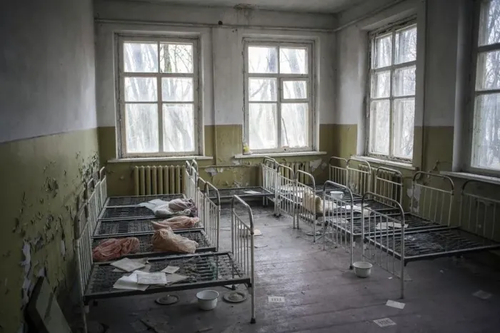 Framed Print : Dormitory, abandoned kindergarten of a village in the contaminated zone, near Chernobyl Framed Print : Dormitory, abandoned kindergarten of a village in the contaminated zone, near Chernobyl