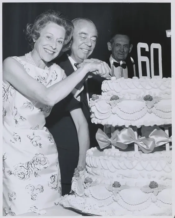 Framed Print : Dorothy and Richard Rodgers Slicing Birthday Cake Framed Print : Dorothy and Richard Rodgers Slicing Birthday Cake