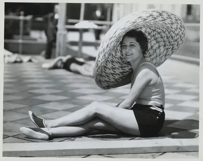 Framed Print : Dorothy Sebastian Wearing Wide Straw Hat Framed Print : Dorothy Sebastian Wearing Wide Straw Hat