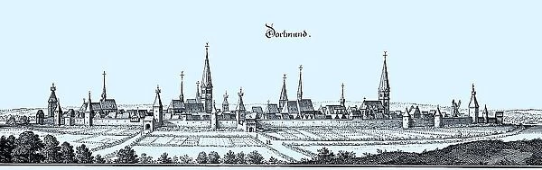 Dortmund in the Middle Ages, North Rhine-Westphalia, Germany, Historical, digital reproduction of an original from the 19th century, original date unknown