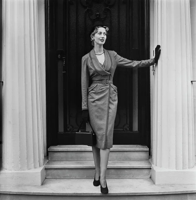 Framed Print : Double-Breasted Coat-Dress