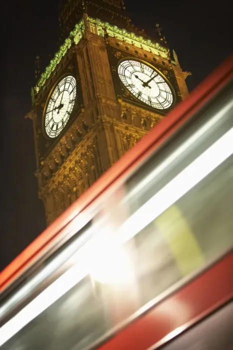 Framed Print : Double Decker Bus Speeding Past Big Ben, London, England Framed Print : Double Decker Bus Speeding Past Big Ben, London, England