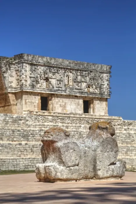 Framed Print : Double-headed Jaguar and Palace of the Governor, Uxmal Framed Print : Double-headed Jaguar and Palace of the Governor, Uxmal