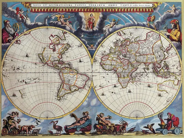 Framed Print : Double Hemisphere Map Framed Print : Double Hemisphere Map