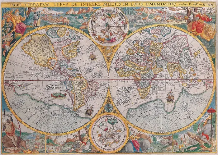 Framed Print : Double Hemisphere Map Framed Print : Double Hemisphere Map