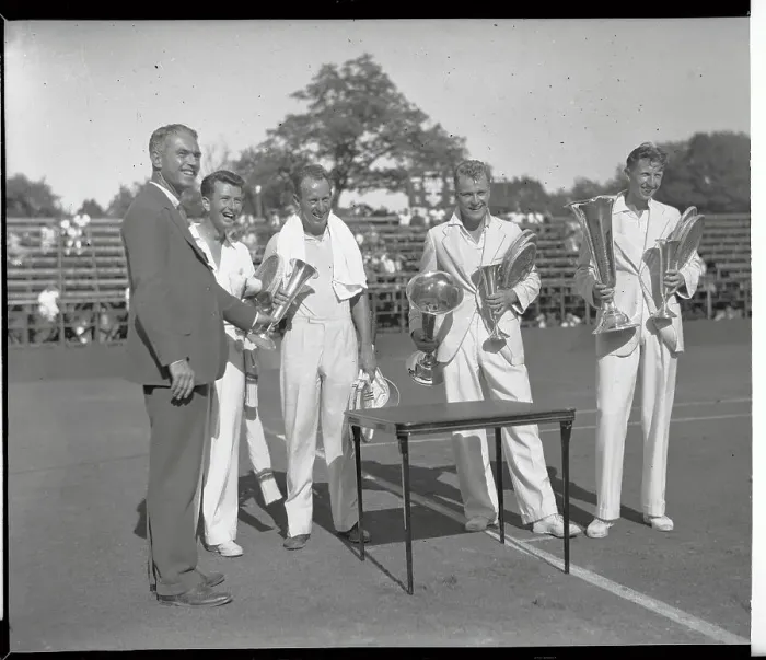 Framed Print : Doubles Champions Receiving Trophies Framed Print : Doubles Champions Receiving Trophies