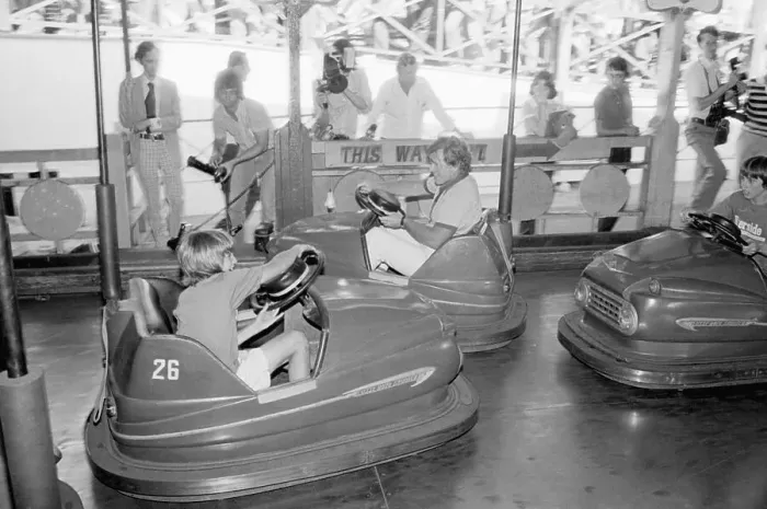 Framed Print : Douglas Kennedy Ramming Ted with Bumper Car Framed Print : Douglas Kennedy Ramming Ted with Bumper Car