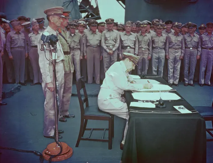 Framed Print : Douglas MacArthur Signing Japanese Surrender Document Framed Print : Douglas MacArthur Signing Japanese Surrender Document