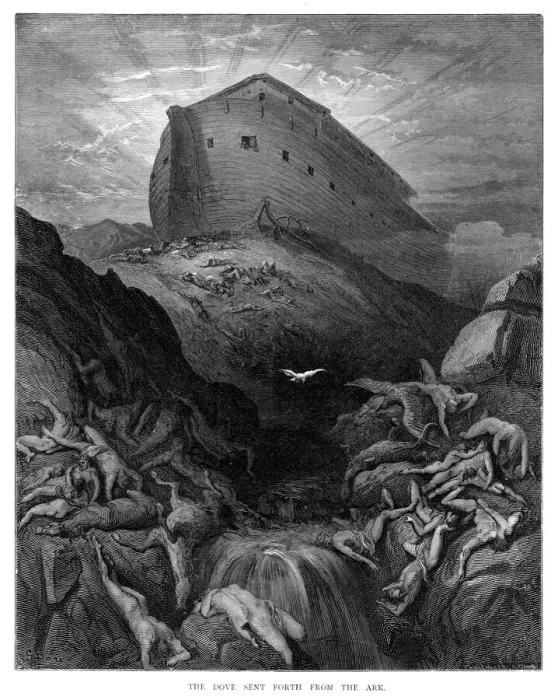 Framed Print : The dove sent from the ark engraving 1870 Framed Print : The dove sent from the ark engraving 1870