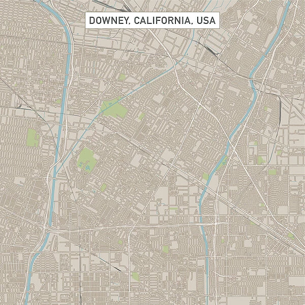 Downey California US City Street Map
