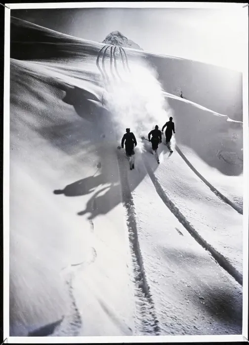 Framed Print : Downhill Skiers and Shadows, Swiss Alps Framed Print : Downhill Skiers and Shadows, Swiss Alps