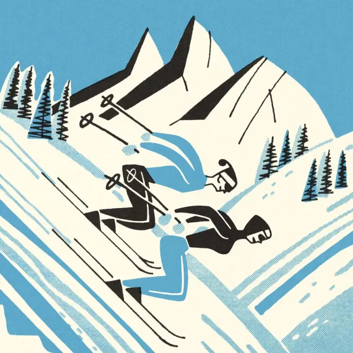 Framed Print : Downhill Skiing in the Mountains Framed Print : Downhill Skiing in the Mountains