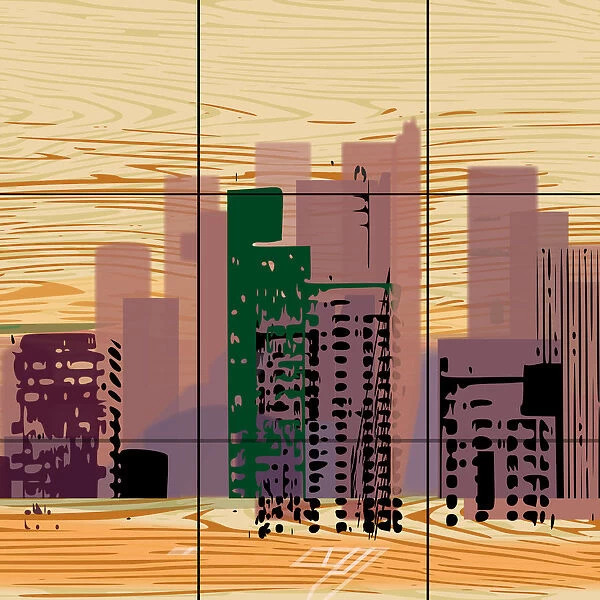 Downtown Desert City Digital Illustration
