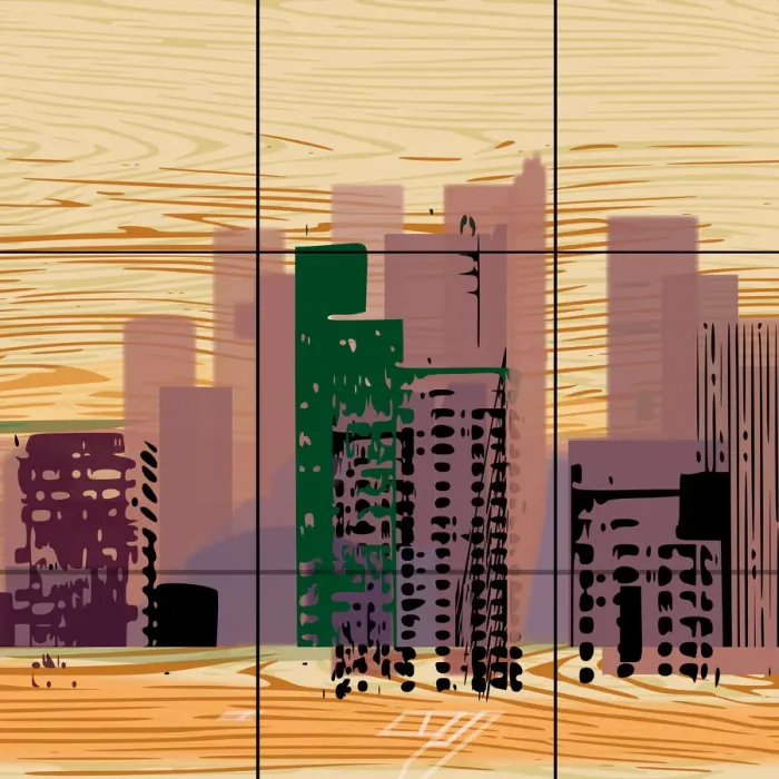 Framed Print : Downtown Desert City Digital Illustration