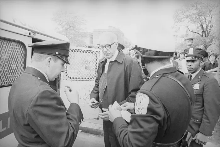 Framed Print : Dr. Benjamin Spock Being Arrested