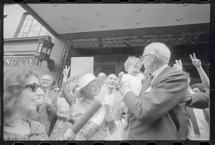 Framed Print : Dr. Benjamin Spock Holding a Baby Framed Print : Dr. Benjamin Spock Holding a Baby