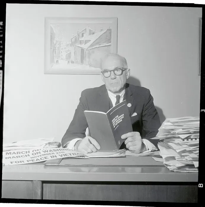 Framed Print : Dr. Benjamin Spock on the Phone Framed Print : Dr. Benjamin Spock on the Phone