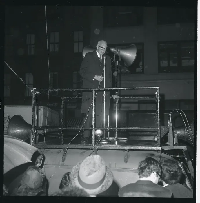Framed Print : Dr. Benjamin Spock Speaking from Stage