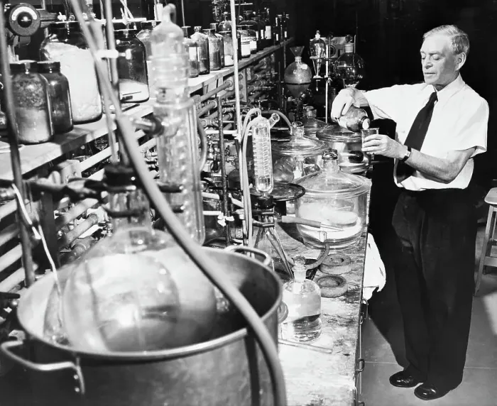 Framed Print : Dr. Casimer Funk in His Laboratory Framed Print : Dr. Casimer Funk in His Laboratory
