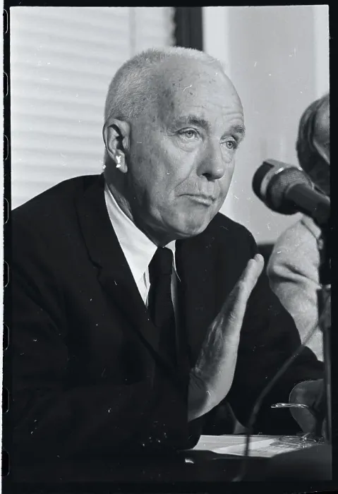 Framed Print : Dr. Charles B. Huggins Gesturing to Press Framed Print : Dr. Charles B. Huggins Gesturing to Press